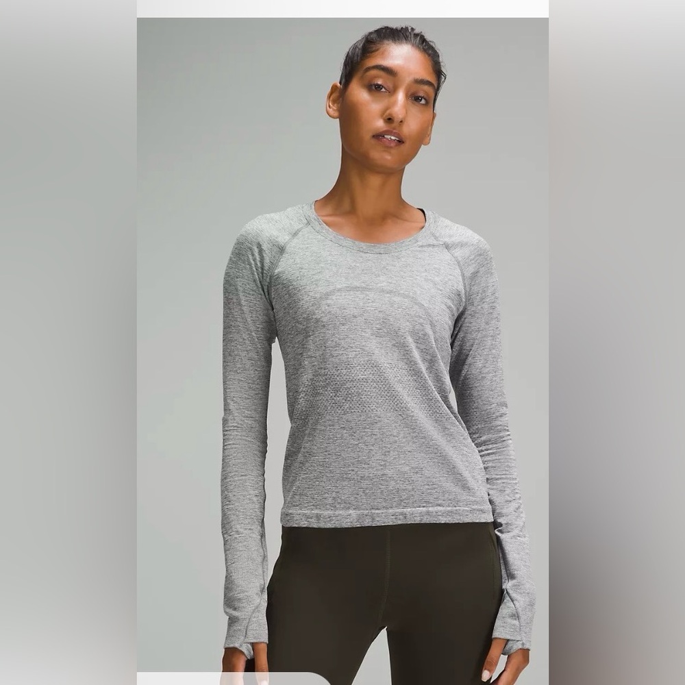 Lululemon swiftly race length grey long sleeve race length top size 6